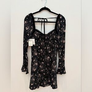 Free People Black and Pink Tess Mini Dress